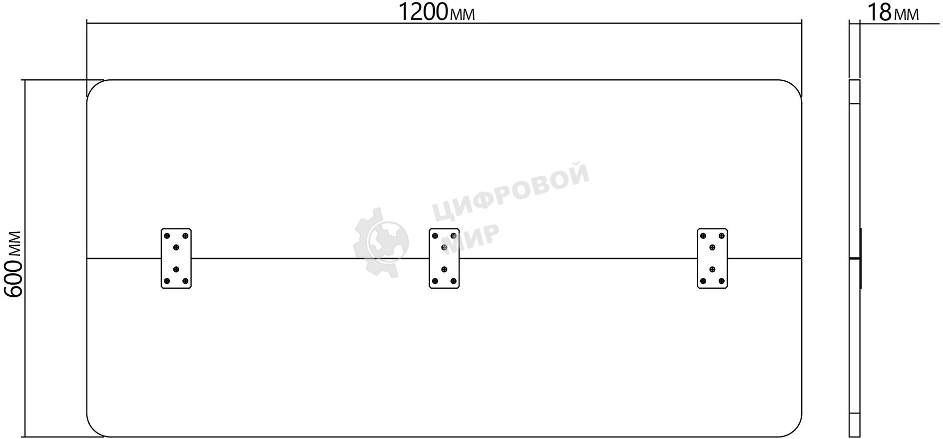 Столешница Cactus CS-TD2-LR 120x60x1.8см дуб антик
