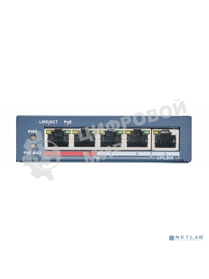 Коммутатор Hikvision DS-3E0105P-E(B), 4×100 Мбит/с PoE + 1×100 Мбит/с Uplink, неуправляемый