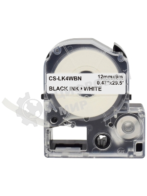 Картридж ленточный Cactus CS-LK4WBN черный шрифт, белый фон (12 мм, 9 м) для Epson LW300/LW400/LW700/LW600P/LW1000P/K400/Z700/Z900