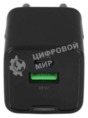 Зарядное устройство Cablexpert MP3A-PC-62, 20Вт GaN, 3А, QC4.0/PD, 1xUSB, 1xType-C, черный, пакет