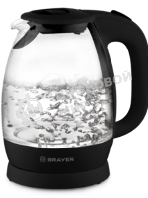 Электрочайник BRAYER BR1026 черный, 1.8 л, 2200 Вт, скрытый нагревательный элемент