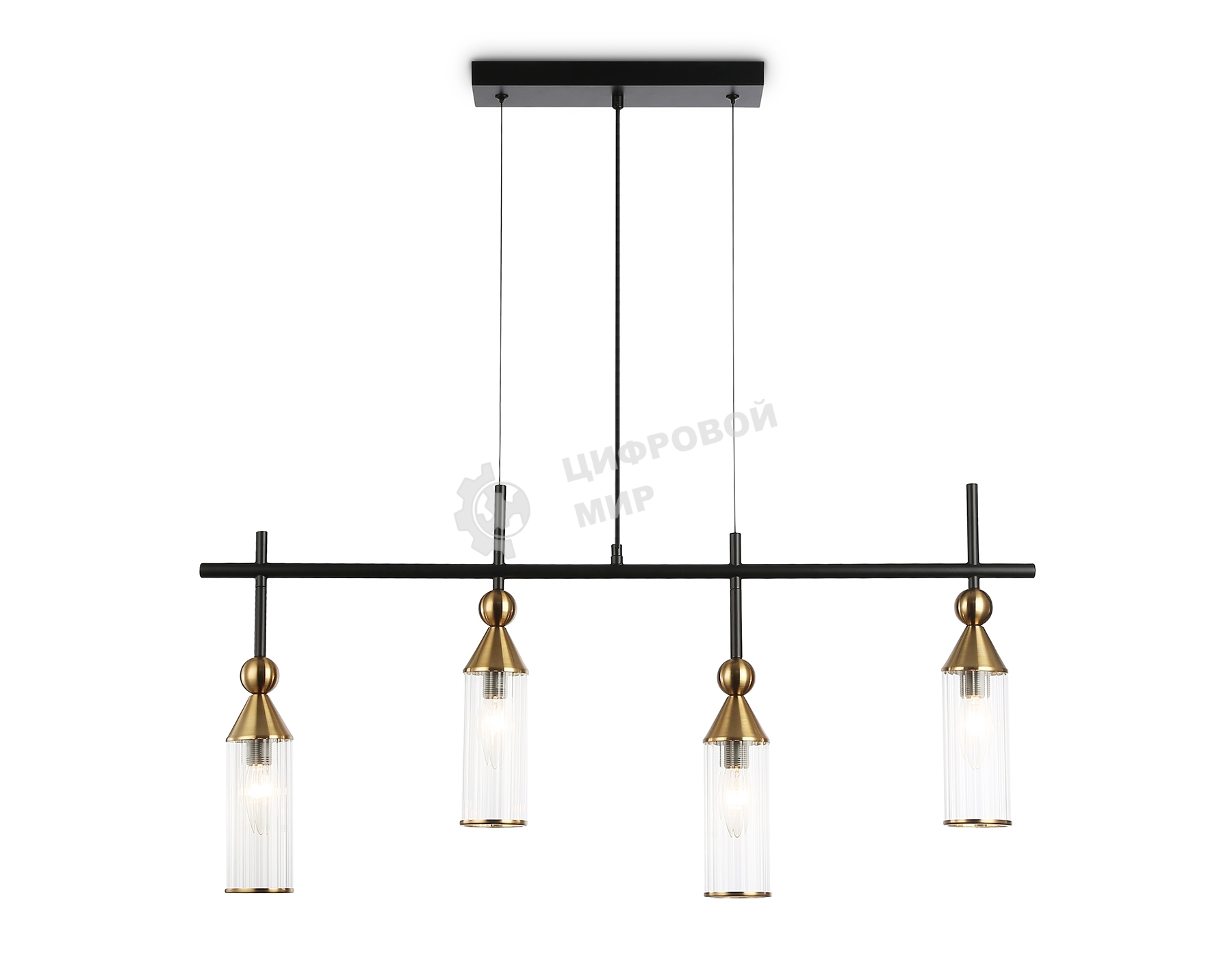 Светильник Ambrella light LH55254/4 BK/BS/CL черный/латунь/прозрачный E14*4 max 40W 845*65*1150