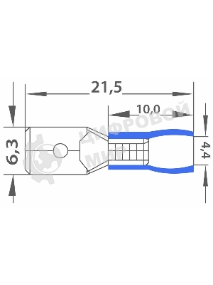 Клемма плоская Rexant изолированная (КПИ штекер - 6.3мм) 1.5-2.5мм (MDD2-250, VM2-250) (100 шт. в уп.)