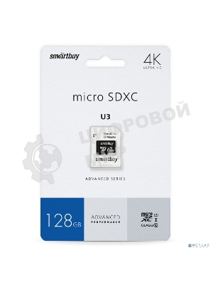 Карта памяти micro SDXC Smartbuy 128GB U3 V30 A1 Advanced R/W up to 90/55 с адапт (SB128GBSDU1A-AD)