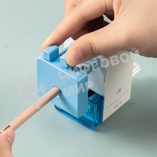 Точилка для карандашей механическая Deli EH515-BL, 1 отверстие, пластик, голубой/белый, пластиковый бокс