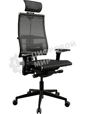 Кресло руководителя эргономичное Метта Yoga Spine Black Edition черный сиденье черный сетка с подголов. крестов.5-луч. металл хром