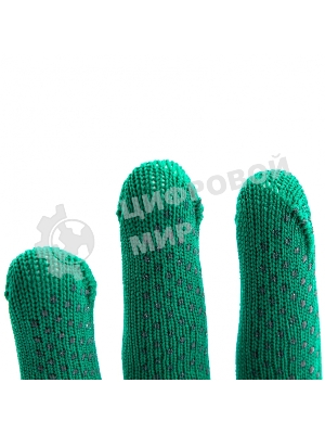 Перчатки из синтетической нити, ПВХ точка, 13 класс, изумрудный, L Россия