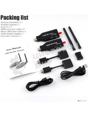 Беспроводной удлинитель HDMI до 50 м, ORIENT VE056, WiFi HDMI Extender (Tx+Rx), HDMI 1.3, 1080p@60Hz, HDCP1.2, питание от USB (31371)