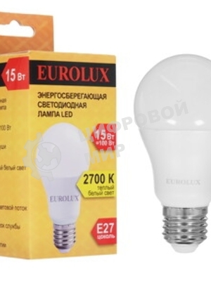 Лампа светодиодная EUROLUX LL-E-A60-15W-230-2,7K-E27