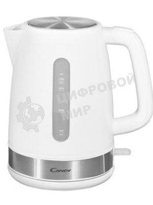 Электрочайник Candy CK-101 белый, 1.7 л, 2200 Вт, скрытый нагревательный элемент
