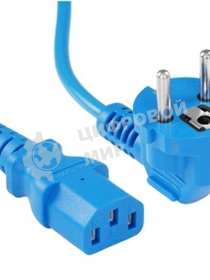 Кабель питания Cablexpert PC-186-VDE-B-1.8M, Schuko-C13, 3x0.75мм2, 10A, с заземлением, медь, 1.8м, синий, пакет