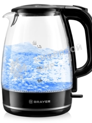 Чайник электрический BRAYER BR1030, 2200 Вт, 1.7 л, стек л,корп,автоотк л,при.закип,подсвет