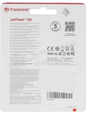 Флешка USB Transcend JetFlash 780 (TS64GJF780), 64Gb, USB 3.2 Gen 1 (USB 3.0), R/W 210/140, черный/серебристый