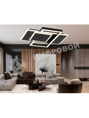 Потолочный светодиодный светильник Ambrella light FA1022/3 BK черный 50W 3000K-6400K 380*345*75 (ПДУ ИК)