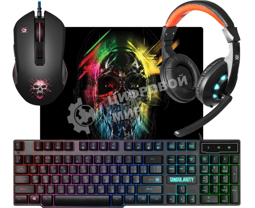 Игровой комплект Defender Гарнитура, мышь, клавиатура, ковер MKP-118