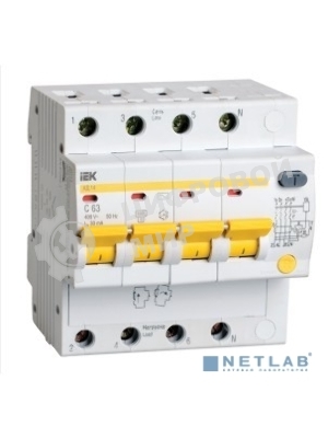 Выключатель автоматический дифференциального тока 4п C 10А 30мА тип AC 4.5кА АД-14 IEK MAD10-4-010-C-030