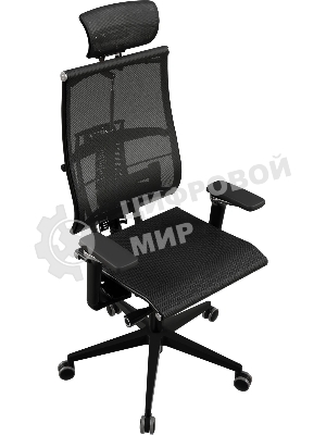 Кресло руководителя эргономичное Метта Yoga Spine Black Edition черный сиденье черный сетка с подголов. крестов.5-луч. металл хром
