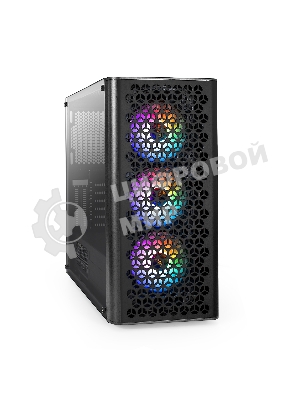 Компьютерный корпус Miditower ExeGate EVO-9202-EVO800 (ATX, БП EVO800RGb с вент. 12 см, с окном, 1*USB+1*USB 3.0, аудио, черный, 3 вент. 12см с RGb подсветкой)
