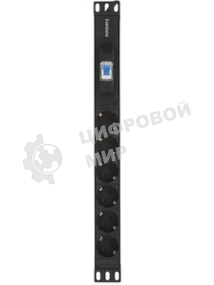Блок розеток горизонтальный ExeGate ServerPro PDU-19H610 Al-6S-EU2.5-1P, 19
