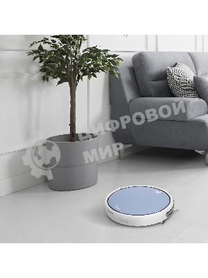 Робот-пылесос Vitek VT-1805 белый/синий, 2500 мАч Li-Ion, уборка сухая/влажная, пылесборник контейнер 0.5 л