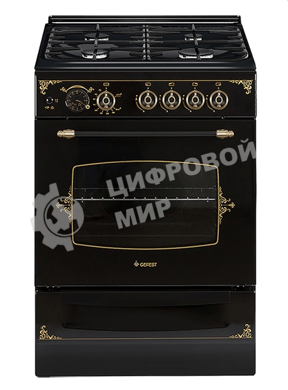 Плита газовая Gefest ПГ 6100-03 0179 черный, конфорок 4 шт, духовка 52 л, 60 см x 85 см x 60 см