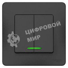 Выключатель 2-кл. СП Blanca (сх.5) 10А 250 В с подсветкой антрацит SchE BLNVS010516