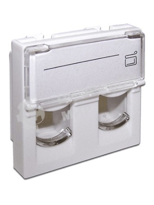 Вставка 45x45 на 2 модуля, со шторкой и увеличенным окном маркировки, белая