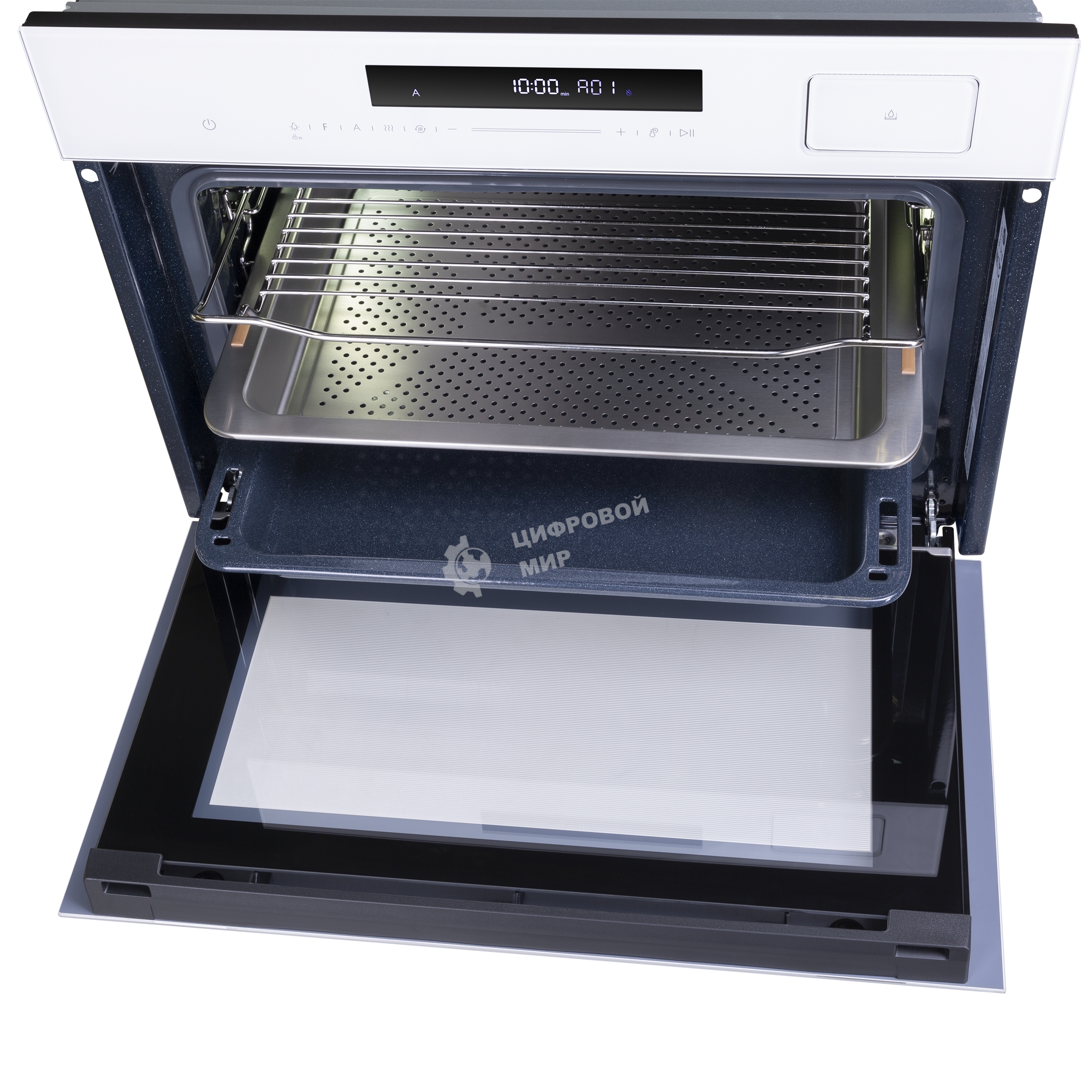 Духовой Шкаф электрический с паром Maunfeld MCMO5016STGW, 50л, дверца с 2 стеклами, белый