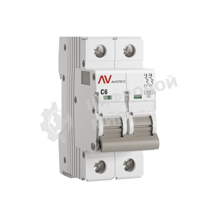 Выключатель автоматический Averes AV-6 2P 6A (C) 6kA