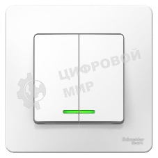 Выключатель 2-кл. СП Blanca (сх.5) 10А 250 В с подсветкой белый SchE BLNVS010511
