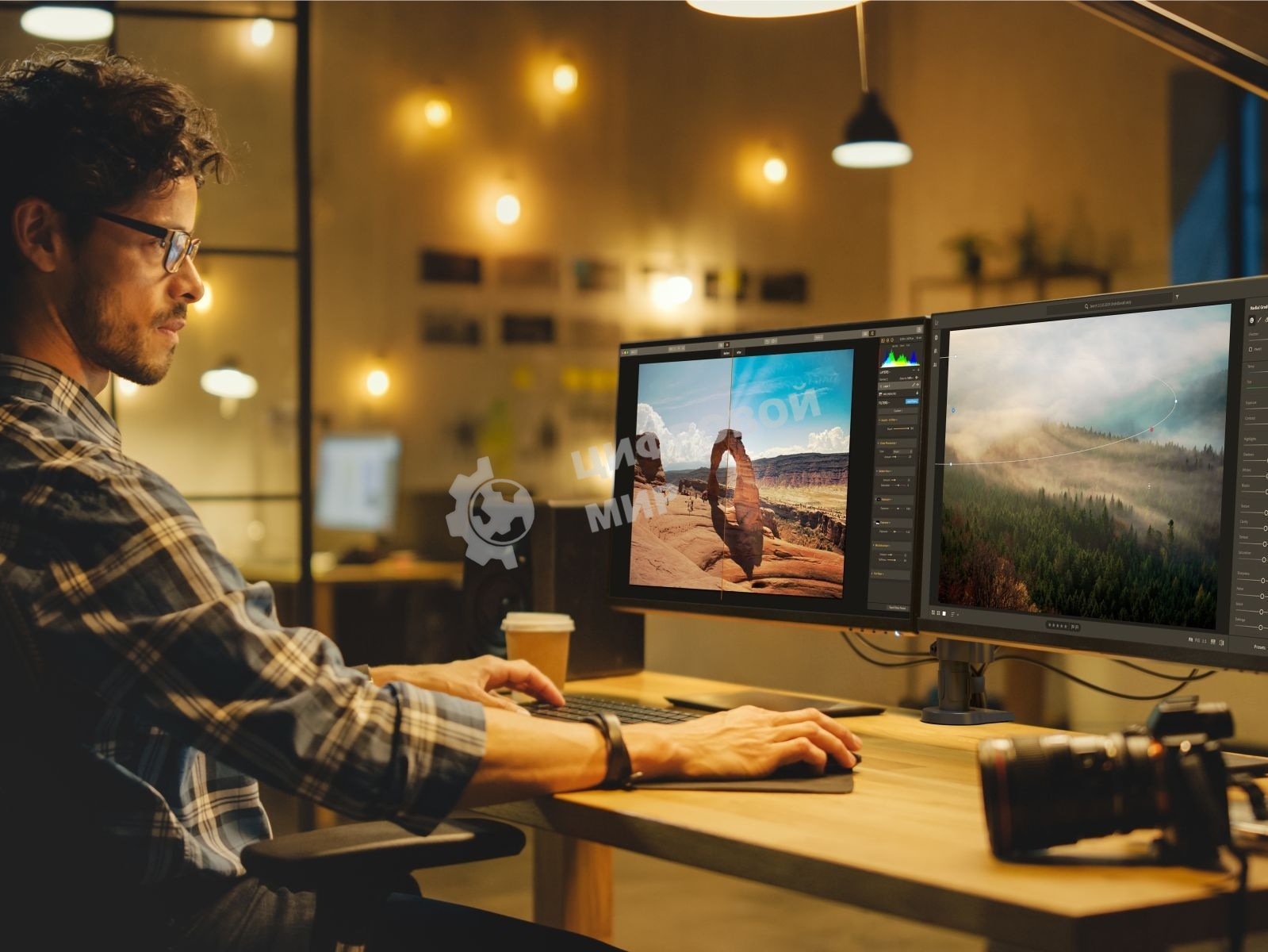 Кронштейн (держатель) ONKRON G140 для двух мониторов 13