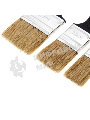 Набор кистей Сибртех флейцевых 3шт. (25 мм, 35 мм, 50мм), натуральная щетина, пластиковая рукоятка