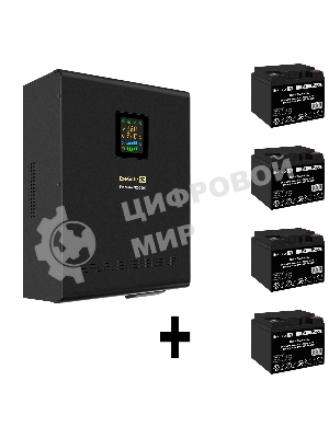 Комплект источника бесперебойного питания Exegate EX296003RUS + батарея 40Aч EX282976RUS 4шт (инвертор, синус, для котла, настенный) ExeGate FineSine SX-3000.LCD.AVR.2SH.T <3000VA/2100W, чистая синусоида, цветной LCD-дисплей, AVR, 2*Schuko+клеммы, линейно-интерактивный, крепление настенное, черный> + батарея ExeGate DT 1240 (12В, 40А·ч) 4шт