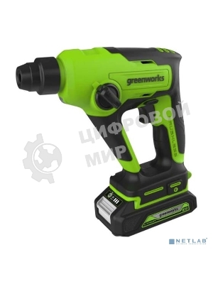 Перфоратор аккумуляторный бесщеточный GreenWorks GD24SDS1K2, 1,2 ДЖ, 24V, c АКБ 2А·ч и ЗУ, в сумке (3803107UA)