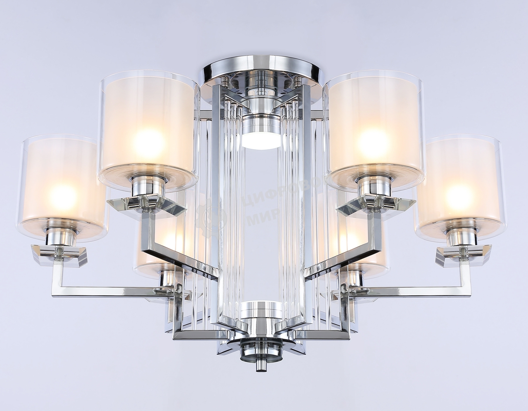 Светильник Ambrella light TR4418/6 CH/CL/FR хром/прозрачный/белый матовый E27*6 max 40W D748*463