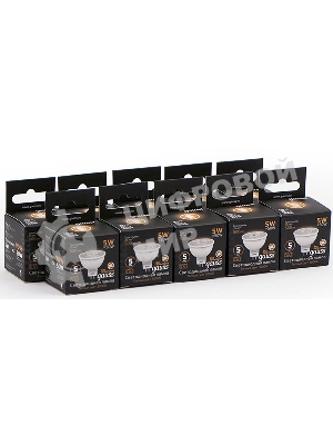 Лампа светодиодная Gauss Black 5Вт цок.: GU5.3 рефлектор 220B 3000K св. свеч. бел. теп. MR16 (упак.: 10 шт) (101505105)