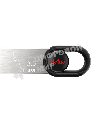 Флешка USB Netac UM2 (NT03UM2N-032G-20BK), 32Gb, USB 2.0, R/W 100/40, серебристый/черный