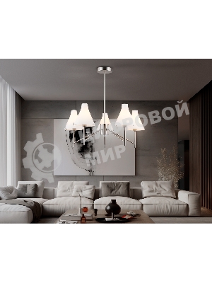 Люстра Ambrella light LH57123/5 SN/FR никель/белый матовый E14/5 max 40W D650*590