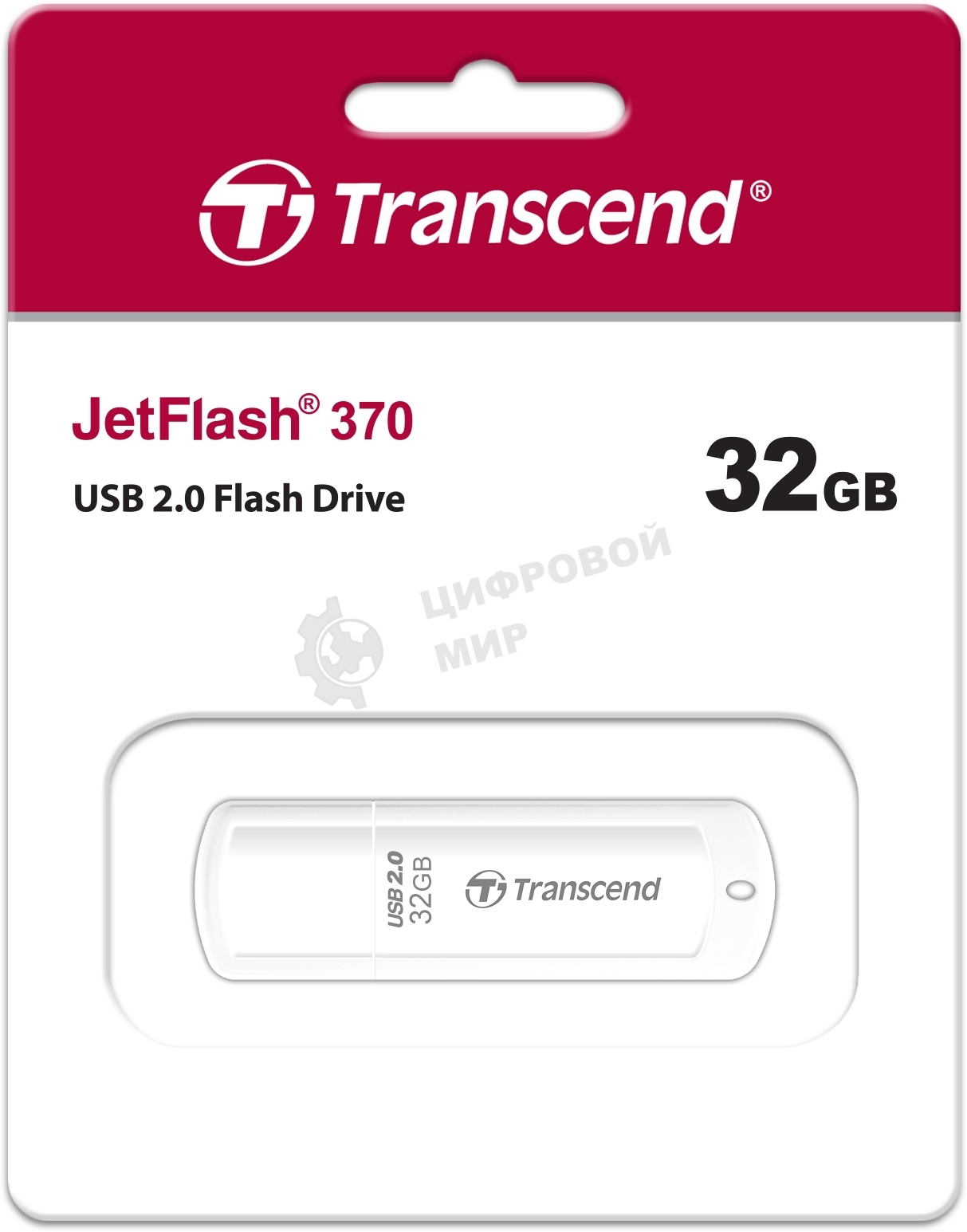 Флешка USB Transcend JetFlash 370 (TS32GJF370), 32Gb, USB 2.0, R/W 12/5, белый