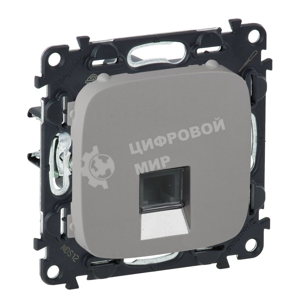 Телефонная розетка RJ11 одиночная.С лицевой панелью.Алюминий