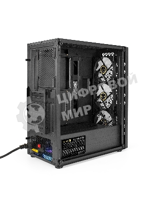 Компьютерный корпус Miditower ExeGate EVO-9202-EVO800 (ATX, БП EVO800RGb с вент. 12 см, с окном, 1*USB+1*USB 3.0, аудио, черный, 3 вент. 12см с RGb подсветкой)