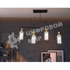 Светильник Ambrella light LH55254/4 BK/BS/CL черный/латунь/прозрачный E14*4 max 40W 845*65*1150