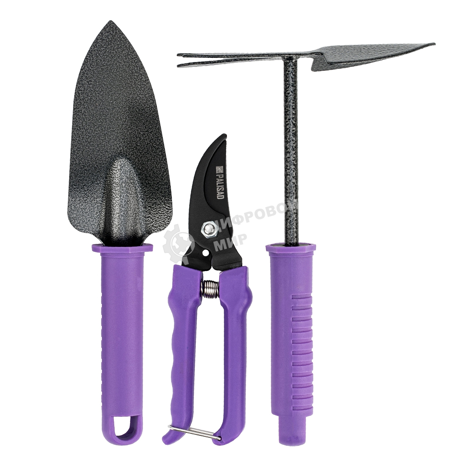 Набор садового инструмента Palisad с секатором, пластиковые рукоятки, 3 предмета, STANDARD
