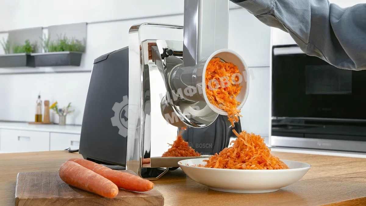 Мясорубка электрическая Bosch MFW67440 черный, 2000 Вт, 3.5 кг/мин, реверс, защита от перегрузки, насадки - 7