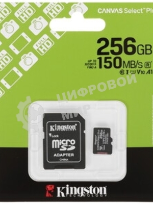 Флеш карта microSDXC 256Gb Kingston SDCS3/256Gb Canvas Select Plus + adapter