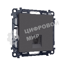 Комплект механизма компьютерной розетки ALFA Графит мягкое касание RJ-45(8P8C) CAT6 с шторкой QUANT (AP9120, VM188) MA912010