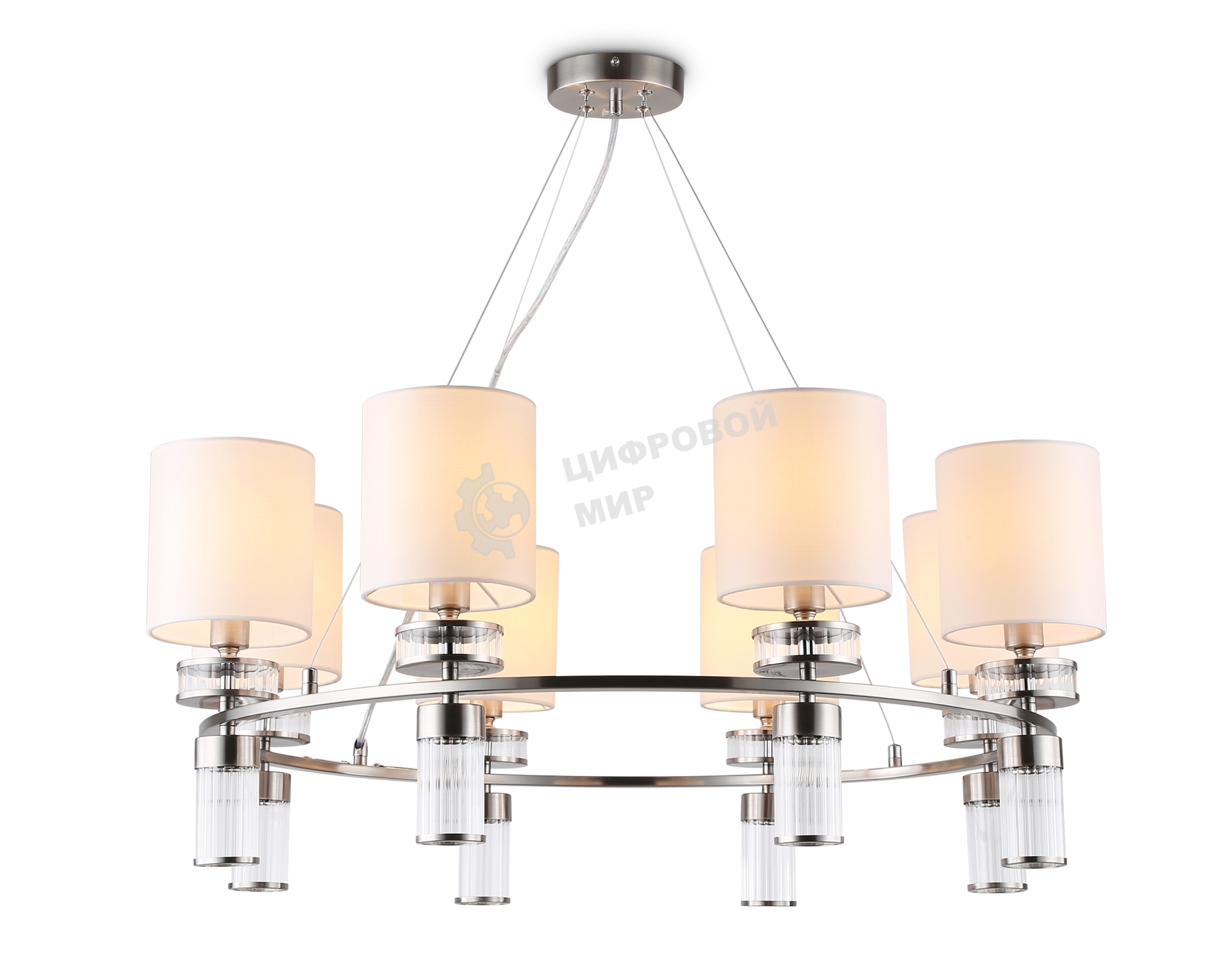 Люстра Ambrella light LH71293/8 SN/WH никель/белый E14/8 max 40W D830*780