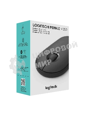 Мышь беспроводная Logitech Pebble M350 графитовый, 1000 dpi, радиоканал, Bluetooth, USB, кнопки - 3