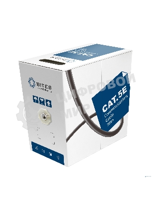 Кабель витая пара UTP 5bites US6575-305A, бухта 305м, Cat.6, 4 пары, одножильный, 23awg, 4X2X1/0.50, CCA/PVC/BLUE
