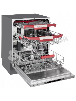 Встраиваемая посудомоечная машина Kuppersberg GLM 6080 Полноразмерная, 60 см, 14 комплектов, 7 программ, внутреннее освещение, автоматическое открывание дверцы, 3 корзины, луч на полу, уровень шума 49 дБ, А+++